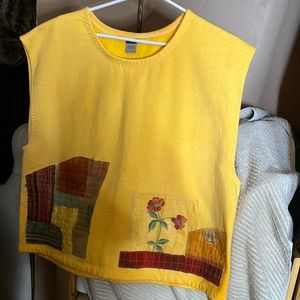 😄Cotton Blend Yellow Vest/top Large